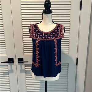 Miami Black and Pink Embroidered Blouse